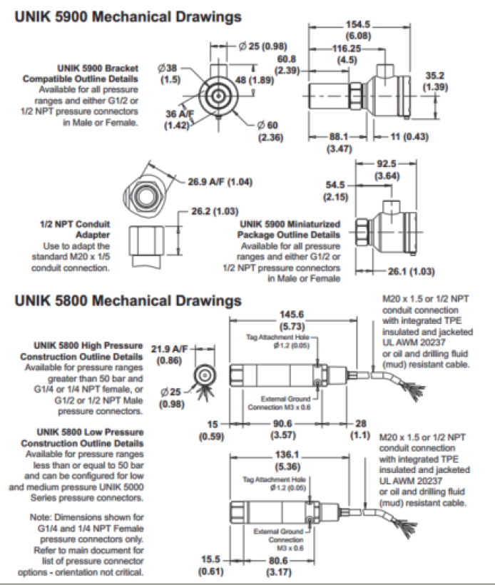 UNIK5800压力传感器机械图纸